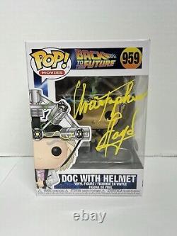 Back To The Future Doc Brown Funko Pop Signed Christopher Lloyd JSA With Helmet