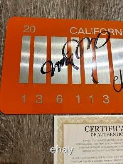 Back To The Future License Plate Signed Michael J Fox & Christopher Lloyd COA