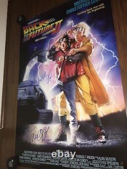 Back to the Future 2 Movie Poster Signed Michael J Fox & Christopher Lloyd 27x40