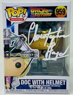 Christopher Lloyd Autographed Back To The Future Doc With Helmet Funko Pop