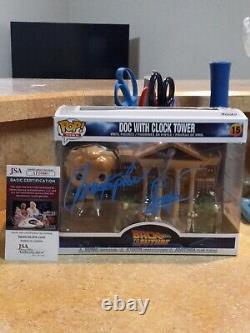 Christopher Lloyd Back To The Future signed Doc with Clock Funko Pop JSA AF29885