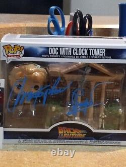 Christopher Lloyd Back To The Future signed Doc with Clock Funko Pop JSA AF29885