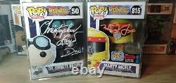 Christopher Lloyd Michael J Fox Autographed Pop Vinyls PSA Back To The Future