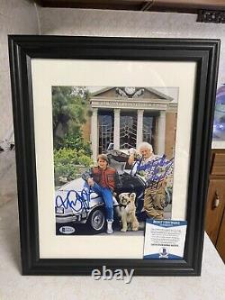 FRAMED MICHAEL J FOX CHRISTOPHER LLOYD SIGNED BACK TO THE FUTURE 8x10 PHOTO BAS