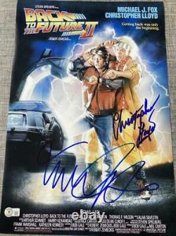 MICHAEL J FOX CHRISTOPHER LLOYD BACK TO THE FUTURE 2 SIGNED 12x18 POSTER BAS B