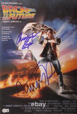 MICHAEL J FOX CHRISTOPHER LLOYD SIGNED AUTOGRAPH 12x18 BACK TO THE FUTURE POSTER