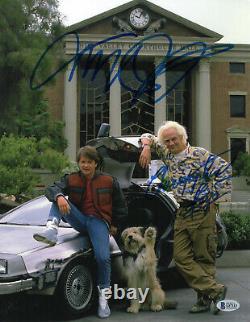 MICHAEL J FOX CHRISTOPHER LLOYD SIGNED BACK TO THE FUTURE 11x14 FRAMED PHOTO BAS