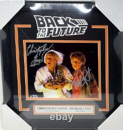 MICHAEL J FOX, CHRISTOPHER LLOYD Signed 8x10 Photo BACK TO THE FUTURE BAS Framed