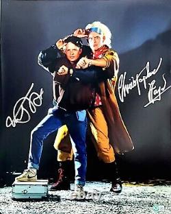 MICHAEL J FOX & CHRISTOPHER LLOYD Signed Auto BACK TO THE FUTURE 16x20 Photo BAS