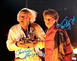 MICHAEL J FOX & CHRISTOPHER LLOYD Signed Auto BACK TO THE FUTURE 16x20 Photo BAS