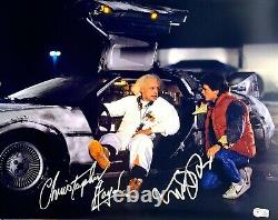 MICHAEL J FOX & CHRISTOPHER LLOYD Signed Auto BACK TO THE FUTURE 16x20 Photo BAS