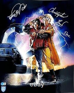 MICHAEL J FOX & CHRISTOPHER LLOYD Signed BACK TO THE FUTURE 16x20 Photo BAS OPX