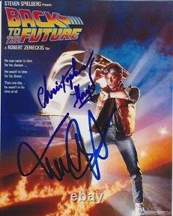 MICHAEL J. FOX CHRISTOPHER LLOYD Signed BACK TO THE FUTURE Photo with Hologram COA
