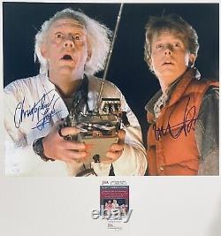 Michael J Fox Christopher Lloyd Autograph Signed 16x20 Back To The Future JSA