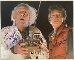 Michael J Fox Christopher Lloyd Autograph Signed 16x20 Back To The Future JSA