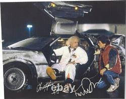 Michael J. Fox Christopher Lloyd Autographed 16x20 Canvas Back To The Future JSA