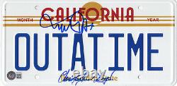 Michael J Fox Christopher Lloyd Back To The Future Autographed Plate Beckett Bas