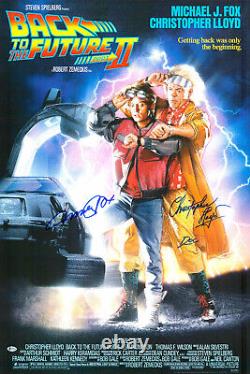Michael J Fox Christopher Lloyd Back To The Future Part II Signed Poster Bas 3