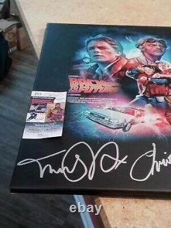 Michael J. Fox Christopher Lloyd Back To The Future Signed 16x20 Canvas Beckett