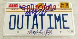 Michael J Fox Christopher Lloyd Back To The Future Signed License Plate Bas A