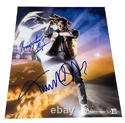 Michael J Fox Christopher Lloyd Dual Signed Auto 11x14 Back To The Future BAS A