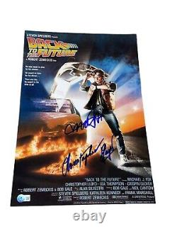 Michael J Fox Christopher Lloyd Dual Signed Auto 12x18 Back To The Future BAS X3