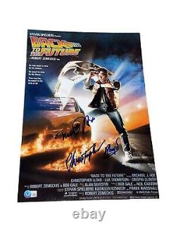 Michael J Fox Christopher Lloyd Dual Signed Auto 12x18 Back To The Future BAS X6