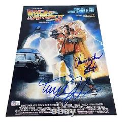 Michael J Fox Christopher Lloyd Dual Signed Auto 12x18 Back To The Future II BAS