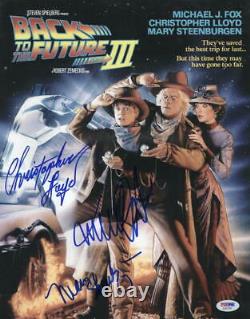 Michael J Fox Christopher Lloyd Mary Steenburgen Signed Back To The Future Photo
