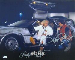 Michael J Fox/Christopher Lloyd Sign/Auto 16x20 Photo Back to Future JSA 174001