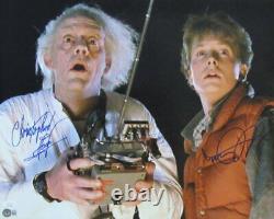 Michael J Fox/Christopher Lloyd Sign/Auto 16x20 Photo Back to Future JSA/BAS 688