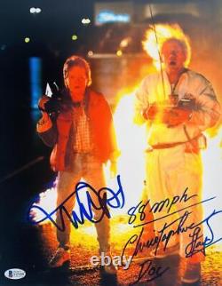 Michael J Fox Christopher Lloyd Signed 11x14 Photo Back To The Future Bas 558