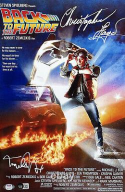 Michael J Fox Christopher Lloyd Signed 11x17 Back to the Future Poster Photo BAS