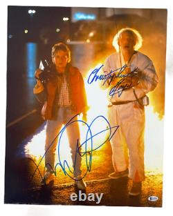 Michael J Fox Christopher Lloyd Signed 16x20 Photo Back To The Future Beckett 5