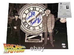 Michael J Fox Christopher Lloyd Signed Auto 16x20 Photo Back To The Future Bas