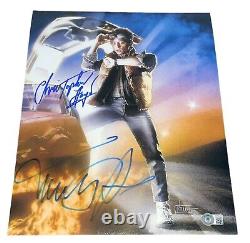 Michael J Fox Christopher Lloyd Signed Autograph 11x14 Back To The Future BAS B1