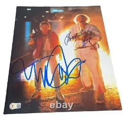 Michael J Fox Christopher Lloyd Signed Autograph 11x14 Back To The Future BAS B5