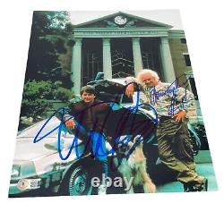 Michael J Fox Christopher Lloyd Signed Autograph 11x14 Back To The Future BAS B6