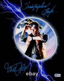 Michael J Fox Christopher Lloyd Signed Back To The Future 11x14 Metallic Photo 1