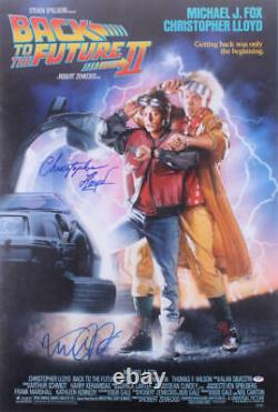 Michael J Fox Christopher Lloyd Signed Back To The Future 2 27x40 Poster Psa Loa