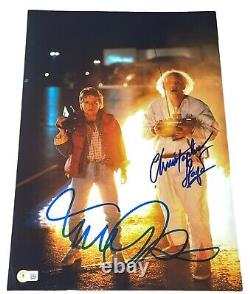 Michael J Fox Christopher Lloyd Signed Back to the Future 12x18 Huge Poster BAS