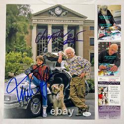 Michael J Fox Christopher Lloyd Signed Back to the Future pt2 11x14 Photo JSA B