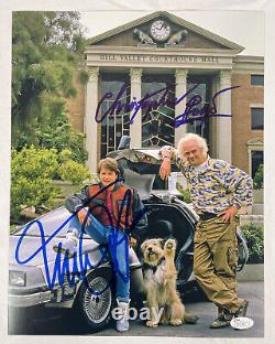 Michael J Fox Christopher Lloyd Signed Back to the Future pt2 11x14 Photo JSA B