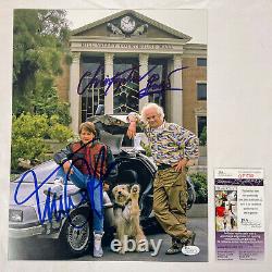 Michael J Fox Christopher Lloyd Signed Back to the Future pt2 11x14 Photo JSA B