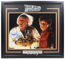 Michael J Fox Christopher Lloyd Signed Framed 16x20 Back to the Future Photo BAS