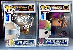 Michael J Fox & Christopher Lloyd Signed Funko POP! Back To The Future 960 962