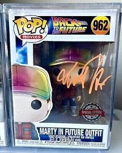 Michael J Fox & Christopher Lloyd Signed Funko POP! Back To The Future 960 962