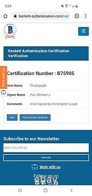 Michael J Fox Christopher Lloyd signed 11x14 Back to the Future Beckett COA