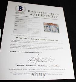 Michael J Fox Christopher Lloyd signed License Plate Back to the Future, BAS LOA