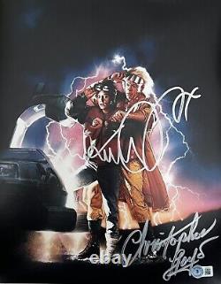 Michael J Fox and Christopher Lloyd Signed Back Future 11x14 Photo Beckett BAS